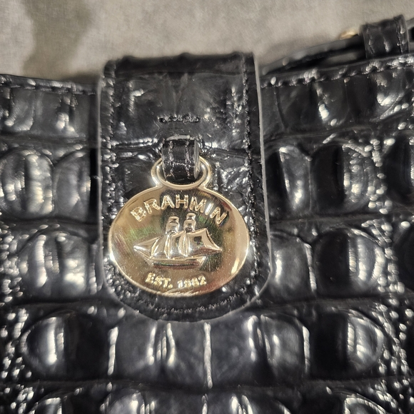 Brahmin Handbags - Brahmin Black Crocodile Embossed Bag